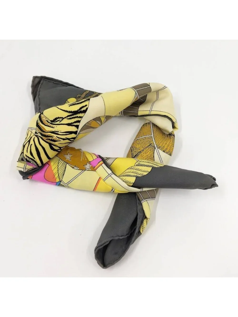 Hermes Carre 90 Scarf Circus Silk 100% Gray Xmulticolor